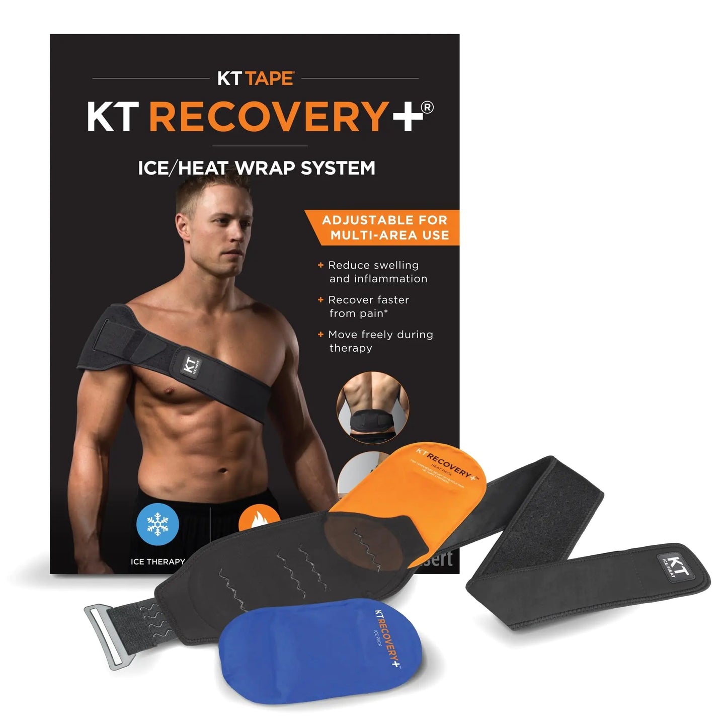 KT Health Compression Pad Therapy System Heating and Ice Pack With Adjustable Wrap for Back/Muscle Pain Relief Black